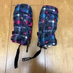 ROXY チェック柄ハート模様 スキー、スノーボードグローブキッズ用