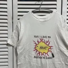 タバコ Tシャツ 古着 白 ビック ライター BIC ロゴ