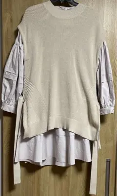 ニットベストコンビワンピース