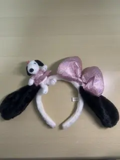 スヌーピー ベル カチューシャ ピンクリボン付き