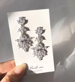 ⑨キュービックジルコニア　ピアス　ウェディングアクセサリー brideme