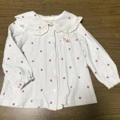 クーラクール♡ 水色ストライプ花柄トップス　90