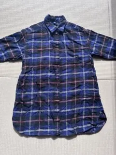 ネイビー系チェック柄長袖ワンピース110