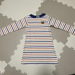 ミキハウスHOT BISCUIT ストライプ長袖ワンピース