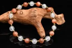 マイカサンストーン+ムーンストーン　天然石　6mmブレスレット　パワーストーン