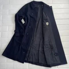 Scye サイ ネイビー ステンカラーコート ウール混合