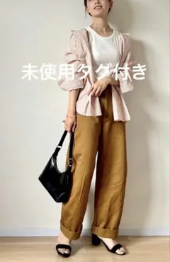 未使用タグ付き　UNIQLO ワイドフィットカーブパンツ　ブラウン　M