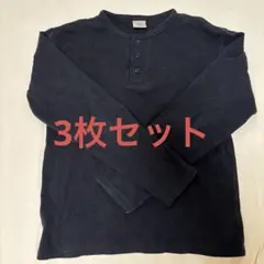 長袖シャツ ヘンリーネック Vネック 黒 白のサムネイル