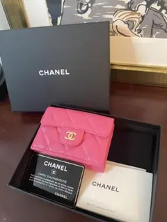 CHANEL キャビアスキン 三つ折り財布 ピンクのサムネイル