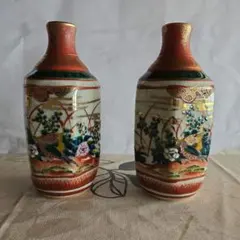 陶器製花瓶 2個セット 金彩　九谷焼
