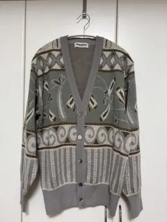 Black&White 肉厚　個性派　カーディガン　総柄　ゴルフ