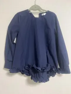 O.S.K. ネイビー フリル付き長袖シャツ