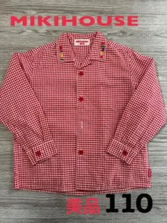 ミキハウス美品★襟ロゴチェックシャツ 110
