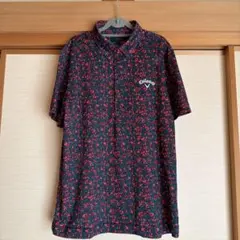 Callaway 花柄ゴルフシャツ L ネイビー/レッド