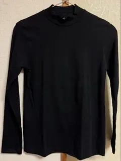 無印良品　婦人　起毛フライス編みハイネック長袖Tシャツ　L/黒のサムネイル