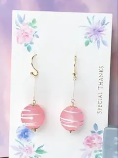 《934》夏祭り　桃色　ヨーヨー　ピアス(イヤリング変更可)