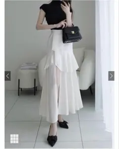 GRL アシンメトリーラッフルスリットスカート ask137