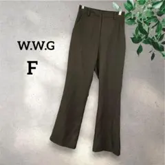 W.W.G チェック柄 ストレートパンツ ブラウン F ゴム 綿混 ボトムス