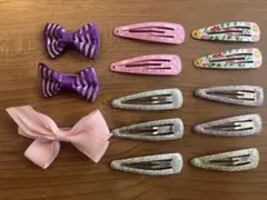 ヘアピンセット 13個 リボン グリッター