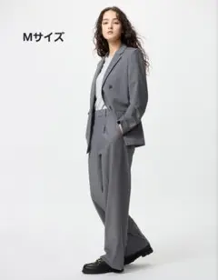 ユニクロ　タックワイドパンツ　グレー　M