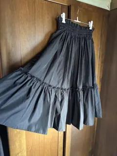 ギャザーフレアスカート黒