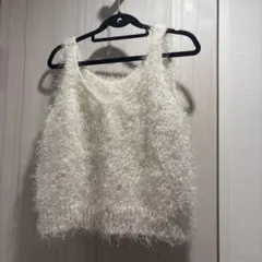 Kastane ホワイト ニットベスト Fサイズ