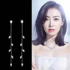 数量限定品★　2way　シルバー925　高品質クリスタル　ロングピアス