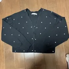 【美品】NICE CLAUP ドット柄カーディガン　ブラック