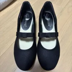 【美品】JELLY BEANS リボンゴムストラップパンプス ブラック