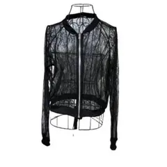 【美品】ZARA ブラック 黒 レース ジャケット F シースルー アウター