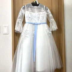 キッズ ドレス 白 130 レース 発表会 クリーニング済み