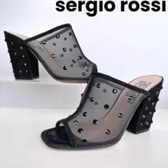 セルジオロッシ　ラインストーン　ミュール　サンダル　ハイヒール　極美品　38 黒