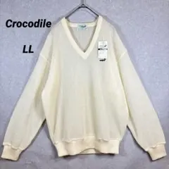 Crocodile クロコダイル ニット セーター LL 毛混 Vネック タグ付