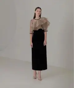 アシンメトリーティアードフリル3WAYベロアワンピースドレス 【h.fさん専用】