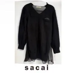 sacai luck ブラックシースルートップス