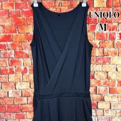 美品☆UNIQLO☆カシュクールオールインワン　ゆったり　春夏　ネイビー　M