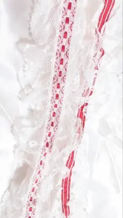 フリルレースリボン 白　赤　 ホワイト　 レッド 約120cm