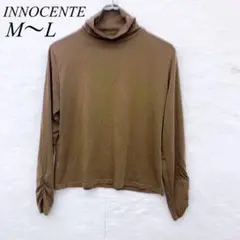 e5065 イノセンテ ハイネック ロンT ブラウン M〜L 長袖 ストレッチ
