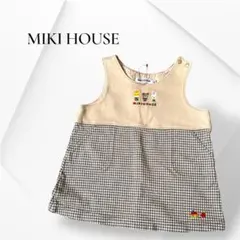 美品 MIKI HOUSE ミキハウス ノースリーブワンピース 綿 茶系 80