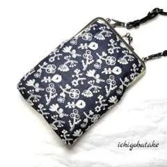 ミナペルホネン　ハンドメイド がま口スマホポーチ　field of flower