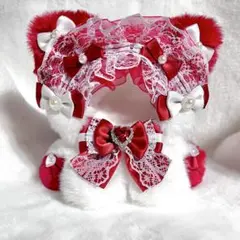 ぬい服 着ぐるみ にじぱぺっと 10cm 11cm おすわり 猫 赤のサムネイル