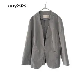 エニシスANYSIS ストライプノーカラージャケット　薄手　ビジネス