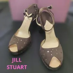 JILL STUART ラインストーンブラウンオープントゥサンダル　２３㌢のサムネイル