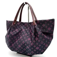 SAVOY サボイ トートバッグ ポーチ付き モノグラム ネイビー ピンク 