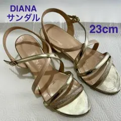 ダイアナ DIANA サンダル ゴールド ラメ グリッター ストラップ 23cm