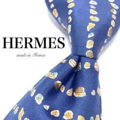 【極美品】HERMES ネクタイ 小紋柄 ブルー フランス製 ラグジュアリー