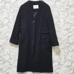 【スローブイエナ】　 Vネック　ノーカラーコート 　(36) 　カシミヤ混 　黒のサムネイル