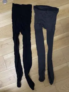 マタニティタイツ M-L 黒 グレー 2枚セット