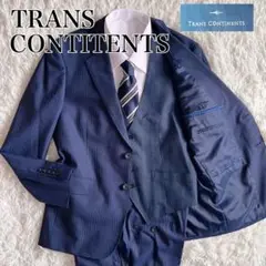 ✨極美品✨トランスコンチネンツ　スリーピース　ブルー　ストライプ　セットアップ