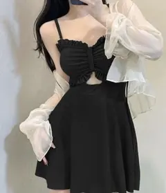 水着 レディース ワンピース 体型カバー 可愛い 2点セット　韓国　M